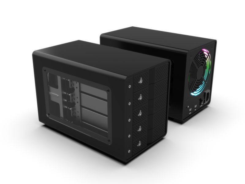 RGB 燈效 5 槽 3.5 吋 SATA HDD 外接機盒